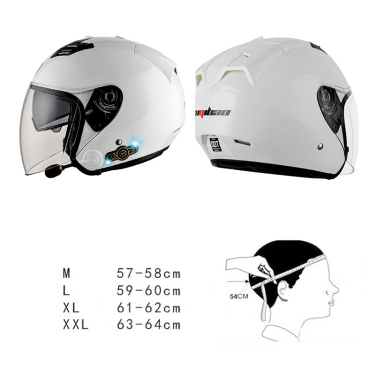 KUQIBAO Motorcycle Smart Bluetooth Sun Protection Double Lens Safety Helmet, Size: XXL(White Phantom Fiber+Black Tail) - Helmets by KUQIBAO | Online Shopping South Africa | PMC Jewellery | Buy Now Pay Later Mobicred