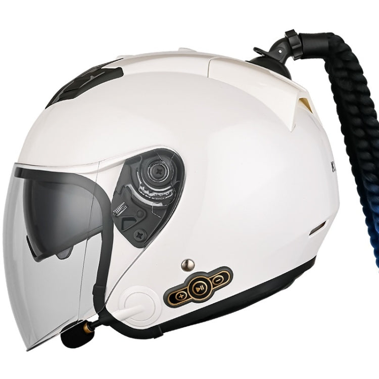 KUQIBAO Motorcycle Bluetooth Headset Double Lens Helmet With Braid, Size: M(White) - free shipping - PMC TechLife - Order now!