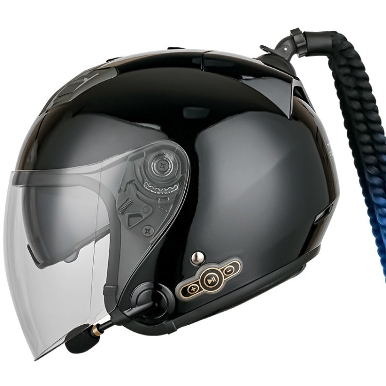 KUQIBAO Motorcycle Bluetooth Headset Double Lens Helmet With Braid, Size: L(Bright Black) - Helmets by KUQIBAO | Online Shopping South Africa | PMC Jewellery | Buy Now Pay Later Mobicred