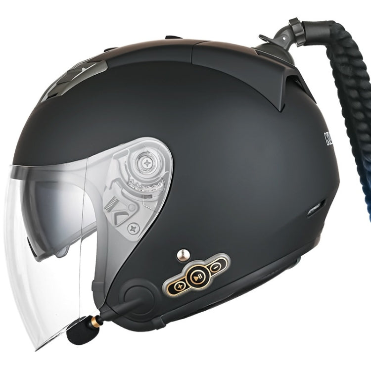 KUQIBAO Motorcycle Bluetooth Headset Double Lens Helmet With Braid, Size: XL(Scrub Black) - free shipping - PMC TechLife - Order now!