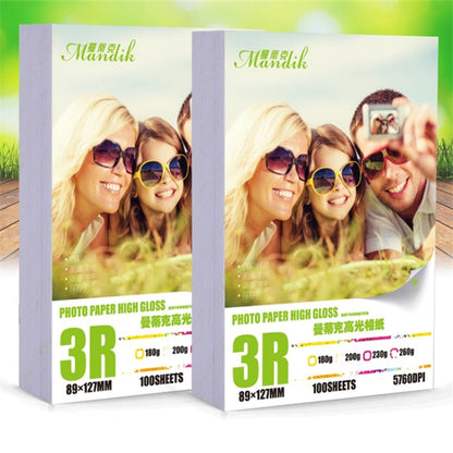 Mandik 3R 5-Inch One Side Glossy Photo Paper For Inkjet Printer Paper Imaging Supplies, Spec: 180gsm 500 Sheets - Printer Accessories by PMC Jewellery | Online Shopping South Africa | PMC Jewellery | Buy Now Pay Later Mobicred