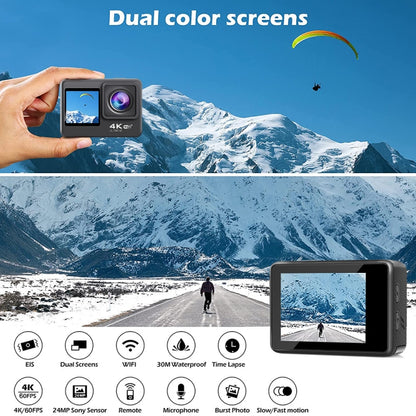 WIFI Color Dual-Screen HD 4K Anti-Shake Video Outdoor Waterproof Sports Camera(AT-Q60AR) - Other Camera by PMC Jewellery | Online Shopping South Africa | PMC Jewellery | Buy Now Pay Later Mobicred