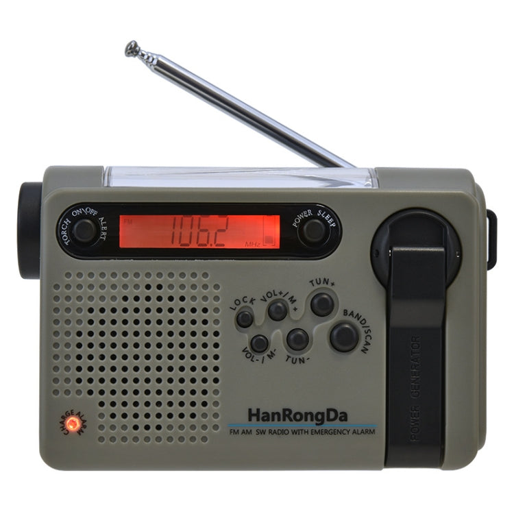 HanRongda HRD-900 LED Lighting Solar Hand Crank Power Generation NOAA Weather Warning Radio(Dark Green) - Radio Player by HanRongda | Online Shopping South Africa | PMC Jewellery | Buy Now Pay Later Mobicred