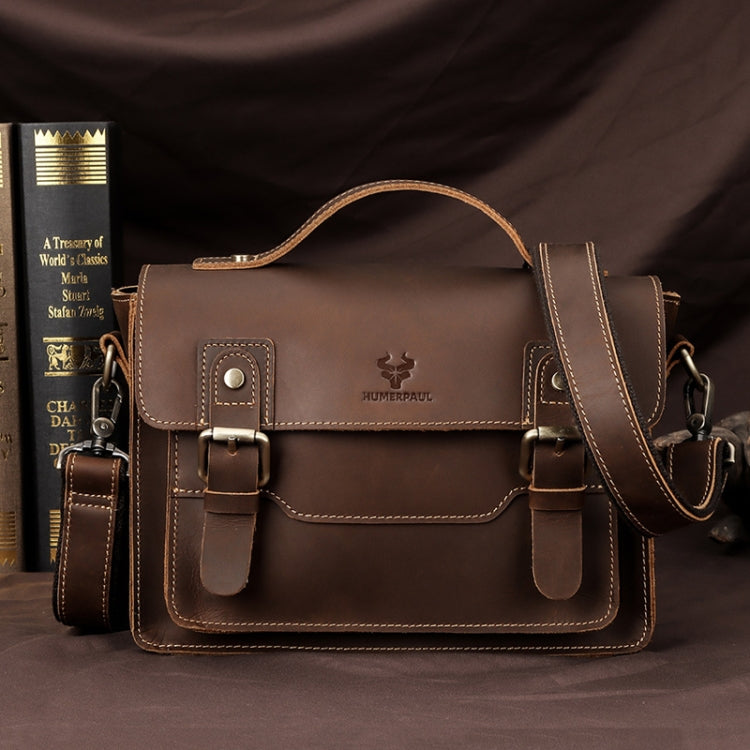 HUMERPAUL Leather Crossbody Bag Men Retro Shoulder Bag Commuter Men Small Square Bag(Brown) - free shipping - PMC TechLife - Order now!