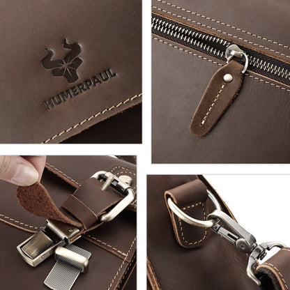 HUMERPAUL Leather Crossbody Bag Men Retro Shoulder Bag Commuter Men Small Square Bag(Coffee) - Single-shoulder Bags by HUMERPAUL | Online Shopping South Africa | PMC Jewellery | Buy Now Pay Later Mobicred