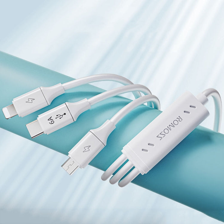 ROMOSS CB251N 66W 8 Pin + USB-C/Type-C + Micro USB 3 In 1 Charging Data Cable (1.8m ) - Multifunction Cable by ROMOSS | Online Shopping South Africa | PMC Jewellery | Buy Now Pay Later Mobicred