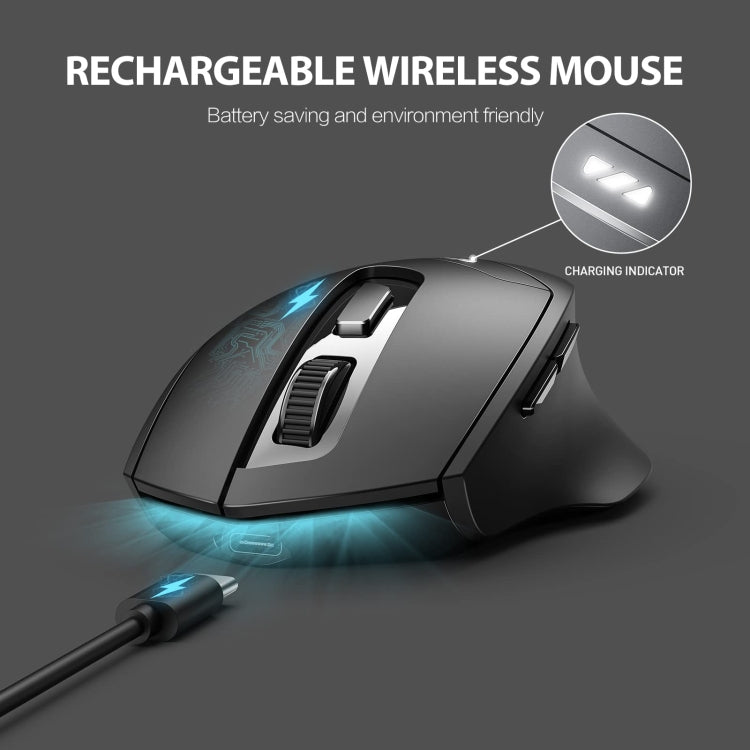 Inphic DR01 Bluetooth 3 Mode Wireless Mouse Charging Quiet Office Game Laptop Computer Home Use(Black) - free shipping - PMC Jewellery - Order now!