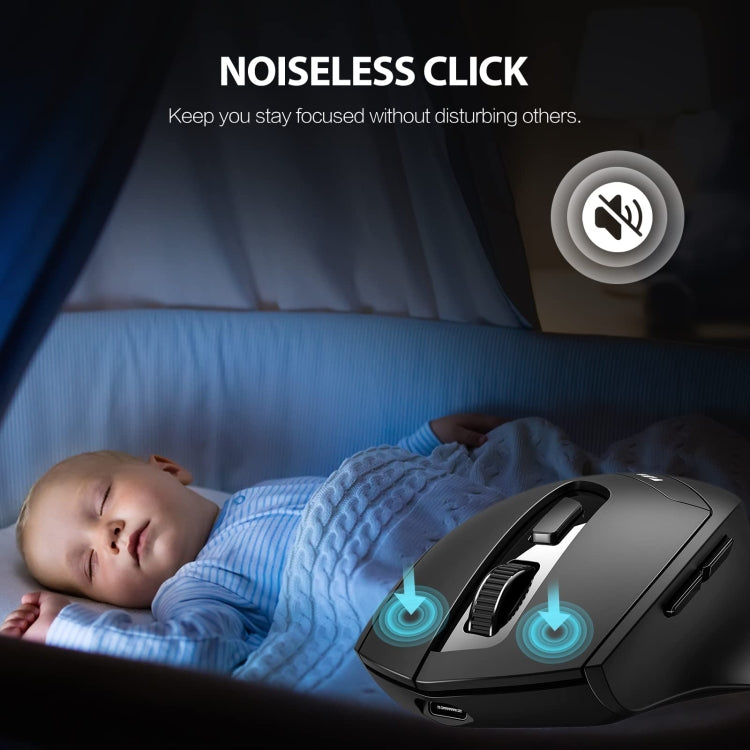 Inphic DR01 Bluetooth 3 Mode Wireless Mouse Charging Quiet Office Game Laptop Computer Home Use(Black) - free shipping - PMC Jewellery - Order now!