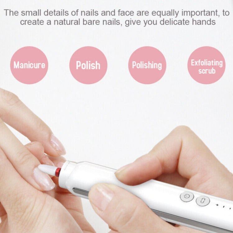 Rechargeable Nail Drill Machine Set with Ceramic Drill Bit Spot Lighting(White) - Grinding Tools & Accessories by PMC TechLife | Online Shopping South Africa | PMC TechLife