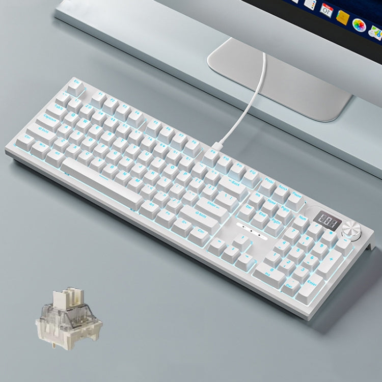 LANGTU LT104 Mechanical Keyboard Backlight Display Flexible DIY Keyboard, Style: Wired Single Mode Silver Axis (White) - free shipping - PMC Jewellery - Order now!