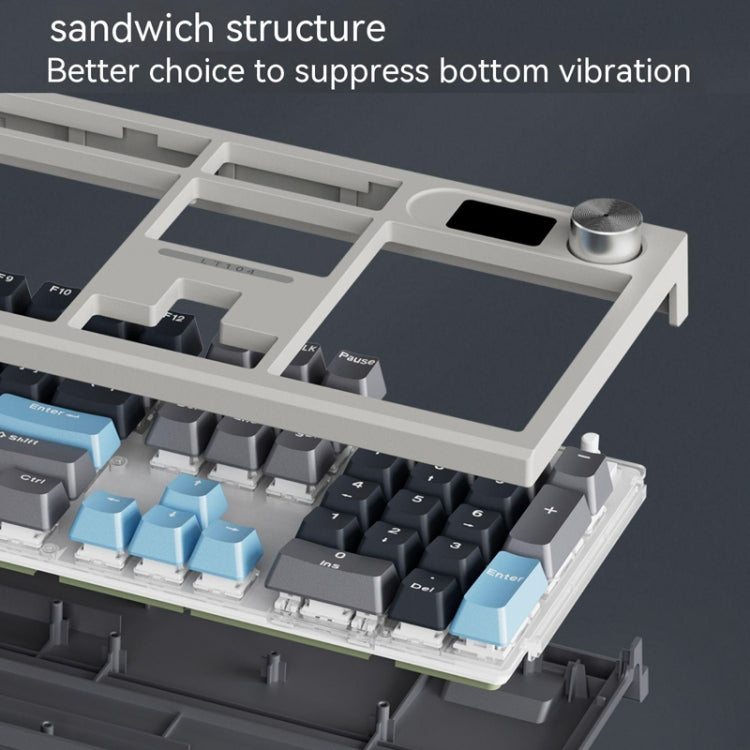 LANGTU LT104 Mechanical Keyboard Backlight Display Flexible DIY Keyboard, Style: Wired Single Mode Silver Axis (White) - free shipping - PMC Jewellery - Order now!
