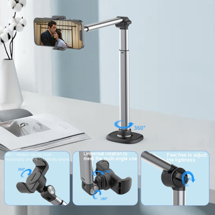 Mobile Live Piercing Bracket Aluminum Alloy 360 Degree Rotation Telescopic Adjustment Bedside Desktop Live Bracket(Gray) - free shipping - PMc TechLife - Order now!
