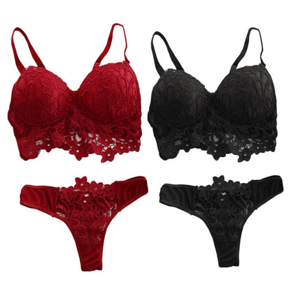 Push Up Bra & Panties Sets Women Sexy Lingerie Lace Underwear, Size: L(Black) - Ladies Underwear by PMC Jewellery | Online Shopping South Africa | PMC Jewellery