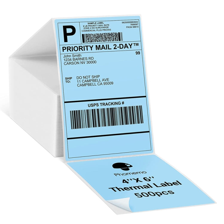 500sheets 4×6 Inch Stickers Thermal Label Paper For Phomemo PM-246S / PM-241BT / D520BT, Style: Folding Light Blue - Printer Accessories by PMC Jewellery | Online Shopping South Africa | PMC Jewellery | Buy Now Pay Later Mobicred