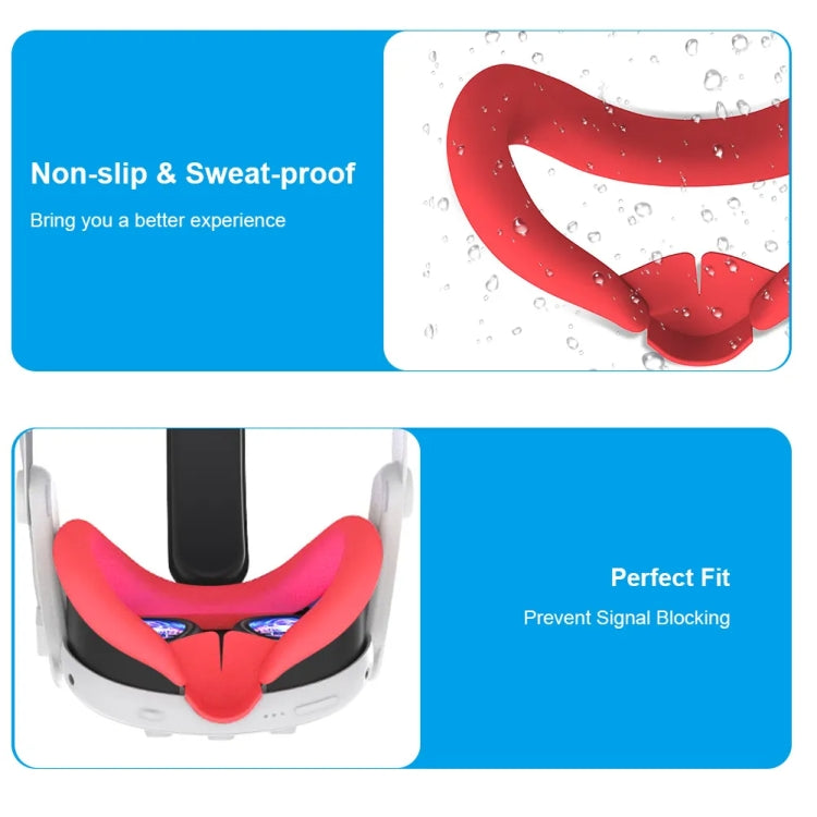 For Meta Quest 3 Silicone Face Cover Eye Mask with Nose Pad(Red) - VR Accessories by PMC Jewellery | Online Shopping South Africa | PMC Jewellery