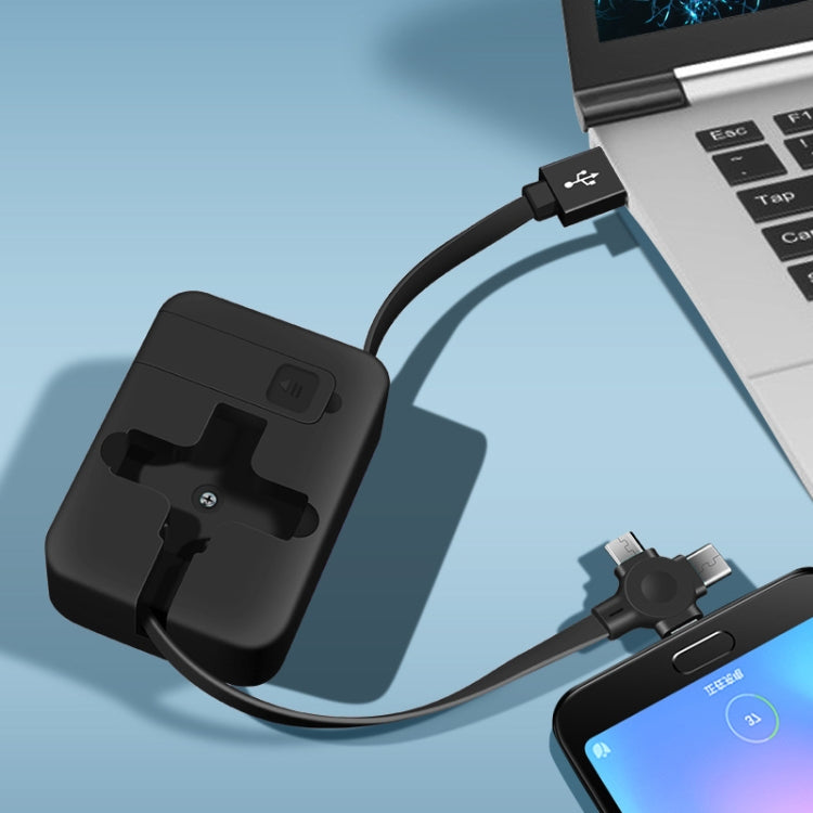 5-In-1 Telescopic Multifunctional Charging Cable Phone Bracket Function With Makeup Mirror(Black) - Multifunction Cable by PMC Jewellery | Online Shopping South Africa | PMC Jewellery | Buy Now Pay Later Mobicred