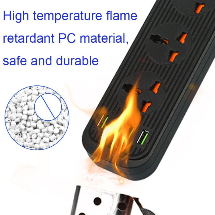 A03 2m 3000W 5 Plugs + 4-USB Ports Multifunctional Flame-retardant Socket with Switch(US Plug) - Extension Socket by PMC Jewellery | Online Shopping South Africa | PMC Jewellery | Buy Now Pay Later Mobicred