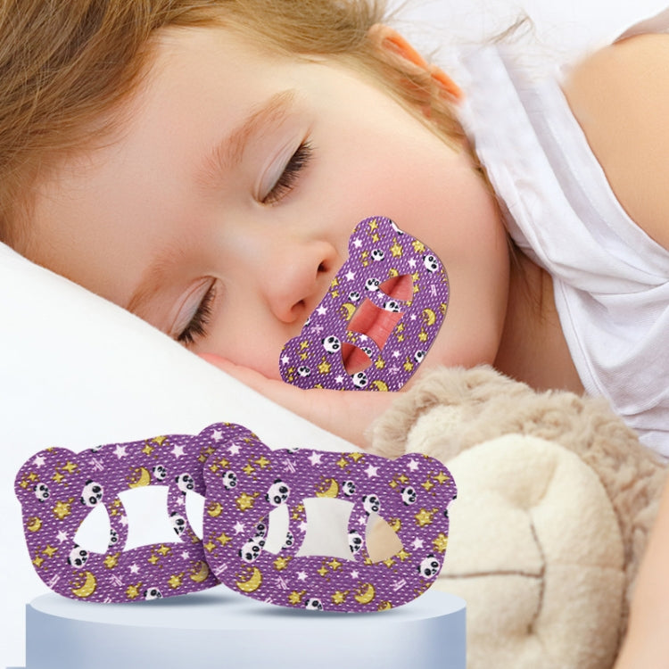 30pcs/pack Cartoon Bear O-shaped Breathable Soft Prevent Mouth Open Sticker, Size: Large(Purple) - Corrector by PMC Jewellery | Online Shopping South Africa | PMC Jewellery