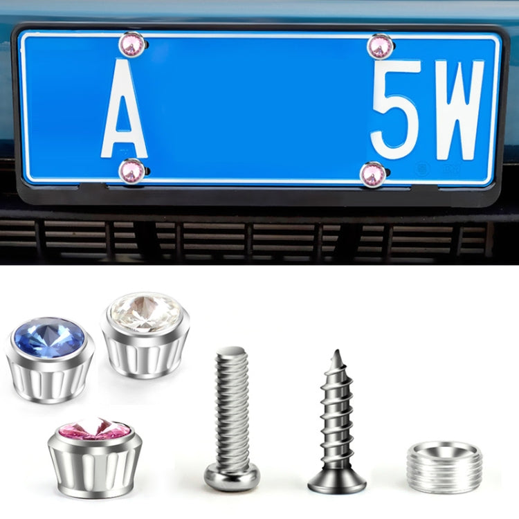 Licence Plate Frame Rhinestone Anti-theft Fixing Nut Cover(Blue Diamond) - License Plate Covers & Frames by PMC Jewellery | Online Shopping South Africa | PMC Jewellery