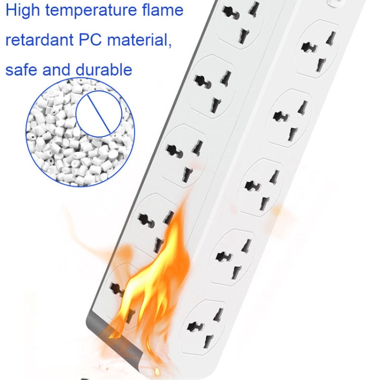 D15 2m 3000W 10 Plugs + PD + 3-USB Ports Vertical Socket With Switch, Specification: Two-pin US Plug - Extension Socket by PMC Jewellery | Online Shopping South Africa | PMC Jewellery | Buy Now Pay Later Mobicred