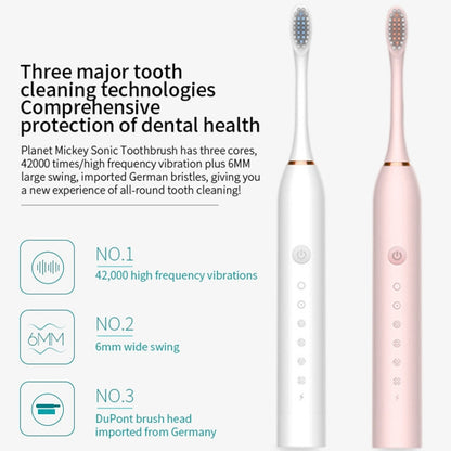 Rechargeable Ultrasonic Soft Bristle Electrical Toothbrushes Flosser 6 Gear With 4 Brushes(White) - Toothbrushes by PMC Jewellery | Online Shopping South Africa | PMC Jewellery | Buy Now Pay Later Mobicred