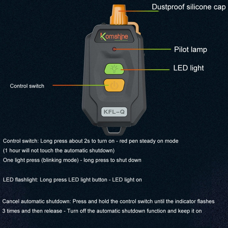 Komshine 20-25km Mini Optical Fiber Breakpoint Positioning Test Red Light Pen, Specification: KFL-Q-30MW - Fiber Optic Test Pen by Komshine | Online Shopping South Africa | PMC Jewellery | Buy Now Pay Later Mobicred