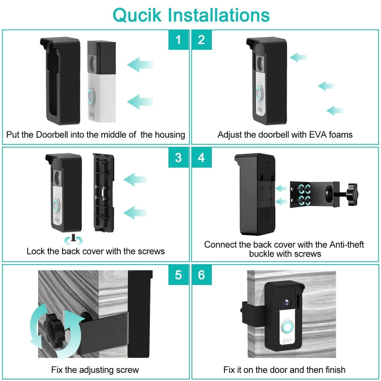 For Blink / Google Ring Doorbell Device Universal Door Overhead Bracket Anti-theft Adjustable - free shipping - PMC TechLife - Order now!