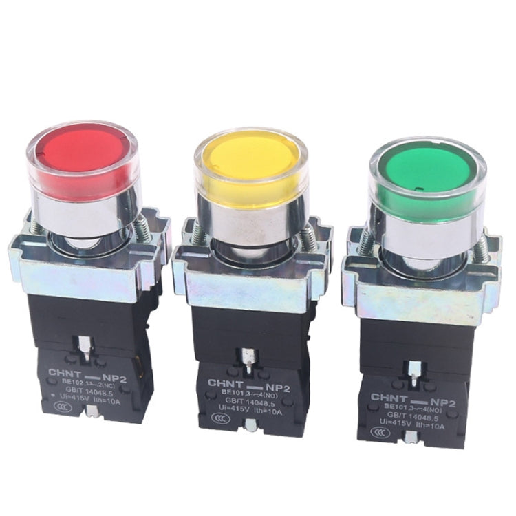 CHINT NP2-BW3561/24V 1 NO Pushbutton Switches With LED Light Silver Alloy Contact Push Button - Car Switches by CHINT | Online Shopping South Africa | PMC Jewellery | Buy Now Pay Later Mobicred