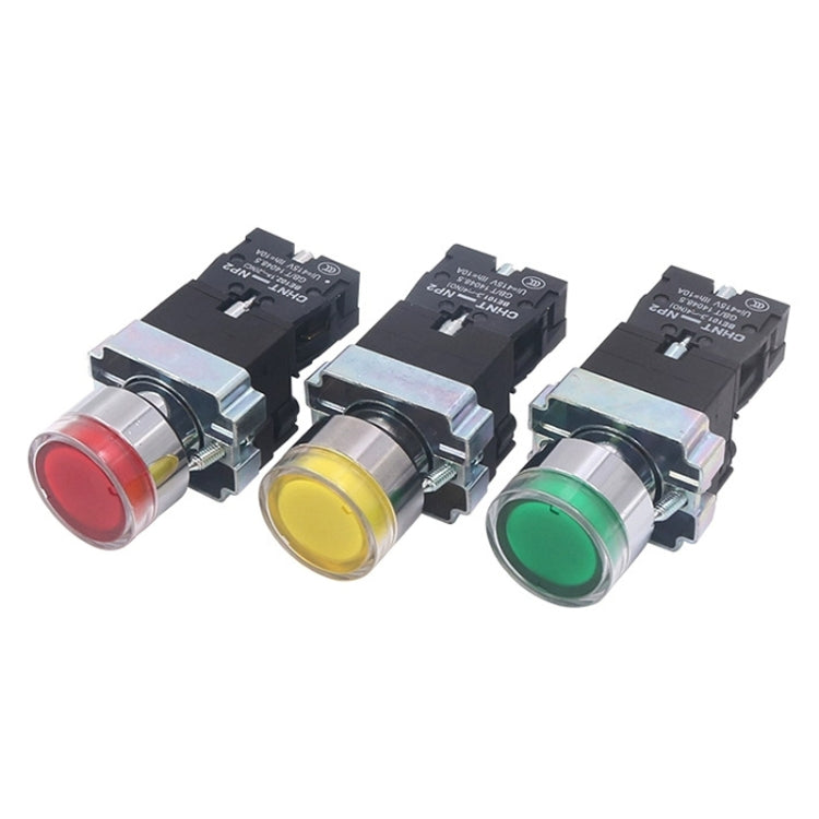 CHINT NP2-BW3363/220V 2 NO Pushbutton Switches With LED Light Silver Alloy Contact Push Button - Car Switches by CHINT | Online Shopping South Africa | PMC Jewellery | Buy Now Pay Later Mobicred