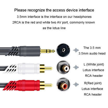 JINGHUA 3.5mm To 2RCA Audio Cable Game Console Outdoor Audio Connection Cable, Size: 20m(Grey) - RCA Cable by JINGHUA | Online Shopping South Africa | PMC Jewellery | Buy Now Pay Later Mobicred