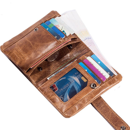 BULL CAPTAIN 01 RFID Anti-theft Multifunctional Cowhide Vertical Detachable Men Wallet(Coffee) - Antimagnetic RFID Package by BULL CAPTAIN | Online Shopping South Africa | PMC Jewellery