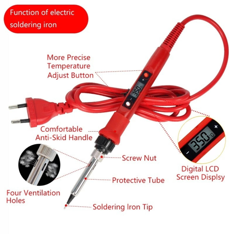 10pcs/ Set 80W Internal Heating Welding Digital Display Soldering Iron Temperature Adjustment Set, Model: Black EU Plug - Electric Soldering Iron by PMC TechLife | Online Shopping South Africa | PMC TechLife
