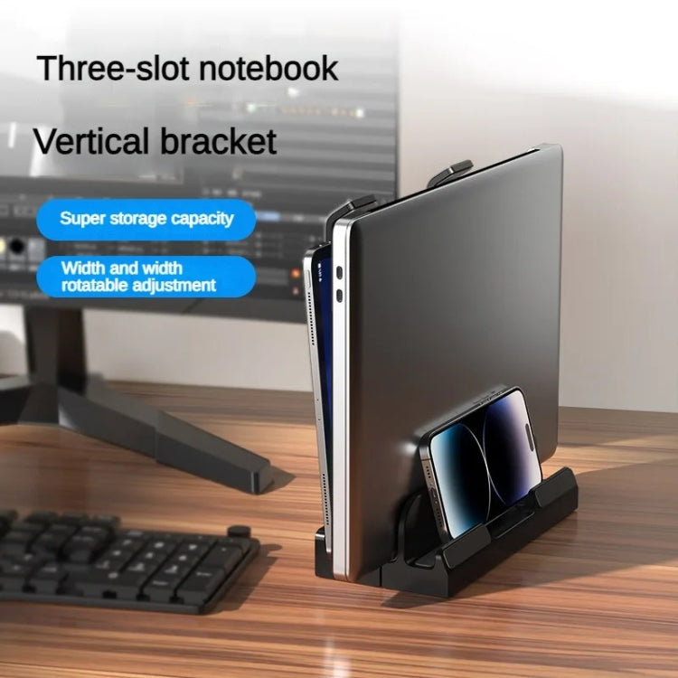 Dual-Purpose Laptop Vertical Stand Storage Rack Desktop Heightening Cooling Base(Black) - Laptop Stand by PMC Jewellery | Online Shopping South Africa | PMC Jewellery | Buy Now Pay Later Mobicred