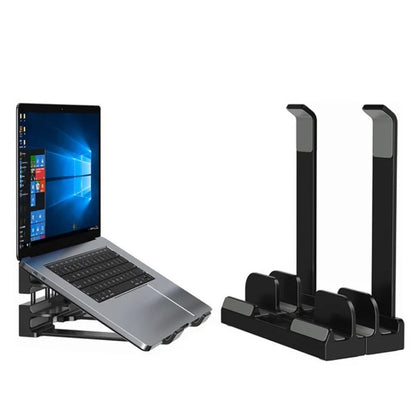 Dual-Purpose Laptop Vertical Stand Storage Rack Desktop Heightening Cooling Base(Black) - Laptop Stand by PMC Jewellery | Online Shopping South Africa | PMC Jewellery | Buy Now Pay Later Mobicred