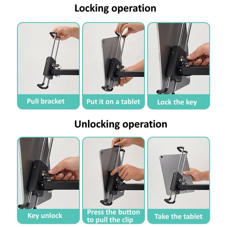 Tablet Wall Mount Holder Foldable Extendable Aluminum Alloy Mount With Anti Theft Security Lock - Lazy Bracket by PMC TechLife | Online Shopping South Africa | PMC TechLife