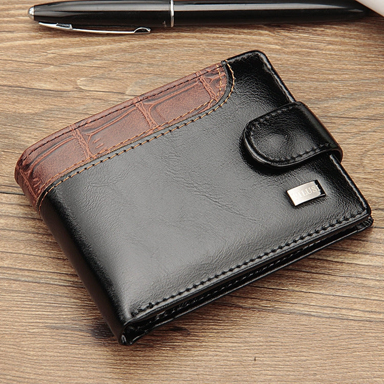 Baellerry M1078 Splicing Leather Casual Men Wallet With Buckle Multi-Card Slot Coin Purse(Black) - free shipping - PMC TechLife - Order now!