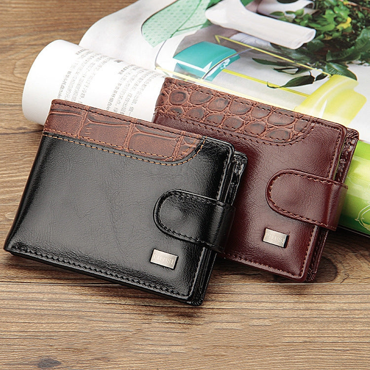 Baellerry M1078 Splicing Leather Casual Men Wallet With Buckle Multi-Card Slot Coin Purse(Brown) - Wallets by Baellerry | Online Shopping South Africa | PMC TechLife | Buy Now Pay Later Mobicred