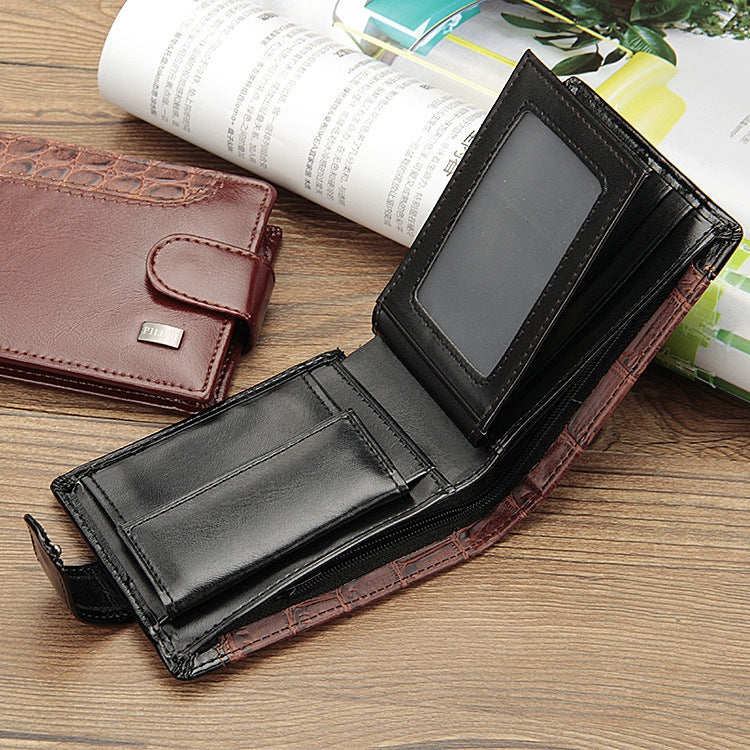 Baellerry M1078 Splicing Leather Casual Men Wallet With Buckle Multi-Card Slot Coin Purse(Black) - free shipping - PMC TechLife - Order now!