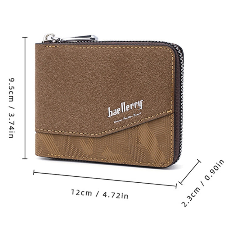 Baellerry D5106 RFID Anti-theft Retro Zipper Wallet Spliced Short Coin Purse(Coffee) - Antimagnetic RFID Package by Baellerry | Online Shopping South Africa | PMC TechLife | Buy Now Pay Later Mobicred