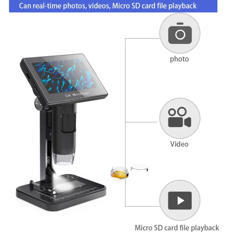 HD Electronic Digital Microscope 5 Inch Screen Touch Key 8000X Biological Cell Electronic Magnifying Glass - Digital Microscope by PMC Jewellery | Online Shopping South Africa | PMC Jewellery | Buy Now Pay Later Mobicred