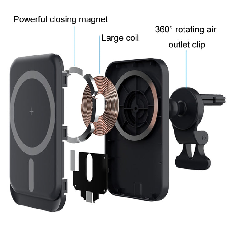 Magsafe Car Air Vent Wireless Charger Cell Phone 15W Fast Charger(Black) - Wireless Charger Holders by PMC Jewellery | Online Shopping South Africa | PMC Jewellery