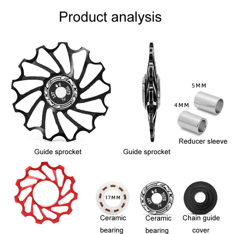 ENLEE Mountain Bicycle Rear Derailleur Guide Wheel Ceramic Bearing Tension Pulley, Size: 11T(Red) - Guide wheels by ENLEE | Online Shopping South Africa | PMc TechLife | Buy Now Pay Later Mobicred