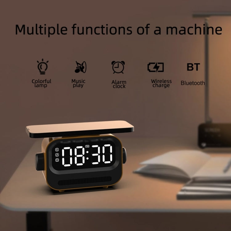 15W 3-In-1 Ambient Light Digital Display Clock Bluetooth Speaker Magnetic Wireless Charger(Black) - Desktop Speaker by PMC Jewellery | Online Shopping South Africa | PMC Jewellery | Buy Now Pay Later Mobicred