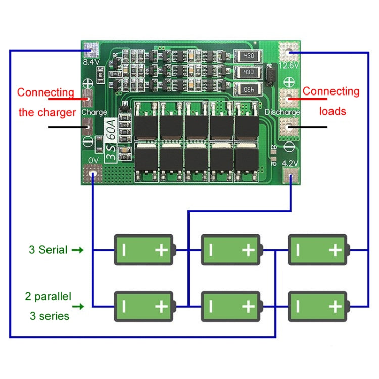 3S 11.1V 12.6V 60A 18650 Li-Ion Battery Charger Protection Board(Enhanced) - Sensor Module by PMC Jewellery | Online Shopping South Africa | PMC Jewellery