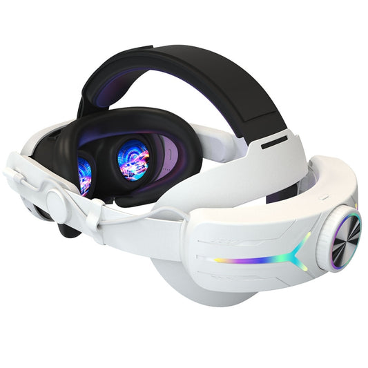 For Meta Quest 3 USB Rechargeable RGB Lighting Effect Adjustable Foldable Headset(White) - VR Accessories by PMC Jewellery | Online Shopping South Africa | PMC Jewellery