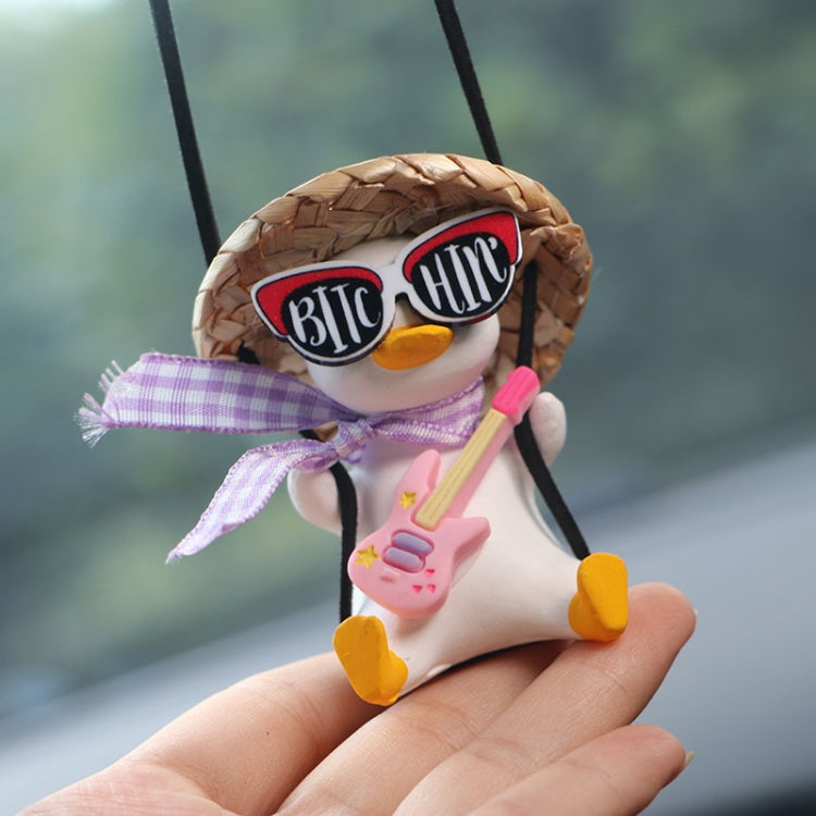 Car Cartoon Duck Rear View Mirror Interior Pendant(Drink Glasses Pink Hat Duck) - Ornaments by PMC Jewellery | Online Shopping South Africa | PMC Jewellery | Buy Now Pay Later Mobicred