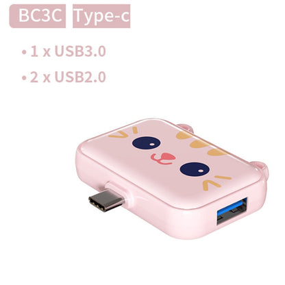 3 In 1 Type-C Docking Station USB Hub For iPad / Phone Docking Station, Port: 3C USB3.0+USB2.0 x 2 Pink - USB HUB by PMC Jewellery | Online Shopping South Africa | PMC Jewellery | Buy Now Pay Later Mobicred