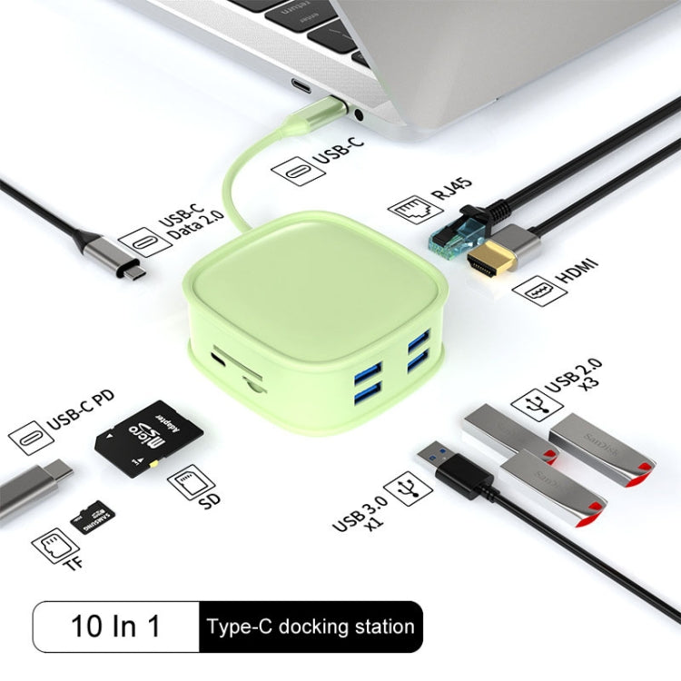 BS10H 10 In 1 Type-C Docking Station Multifunction USB Hub 100Gb Ethernet Port(Blue) - USB HUB by PMC Jewellery | Online Shopping South Africa | PMC Jewellery | Buy Now Pay Later Mobicred