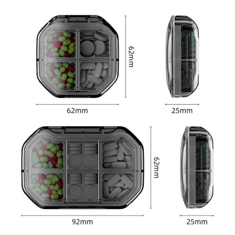 Portable Mini Compartmentalized Sealed Pill Box Weekly Morning And Evening Pill Capsule Dispensing Box, Style: 4 Grids Gray - Pill Boxes by PMC Jewellery | Online Shopping South Africa | PMC Jewellery