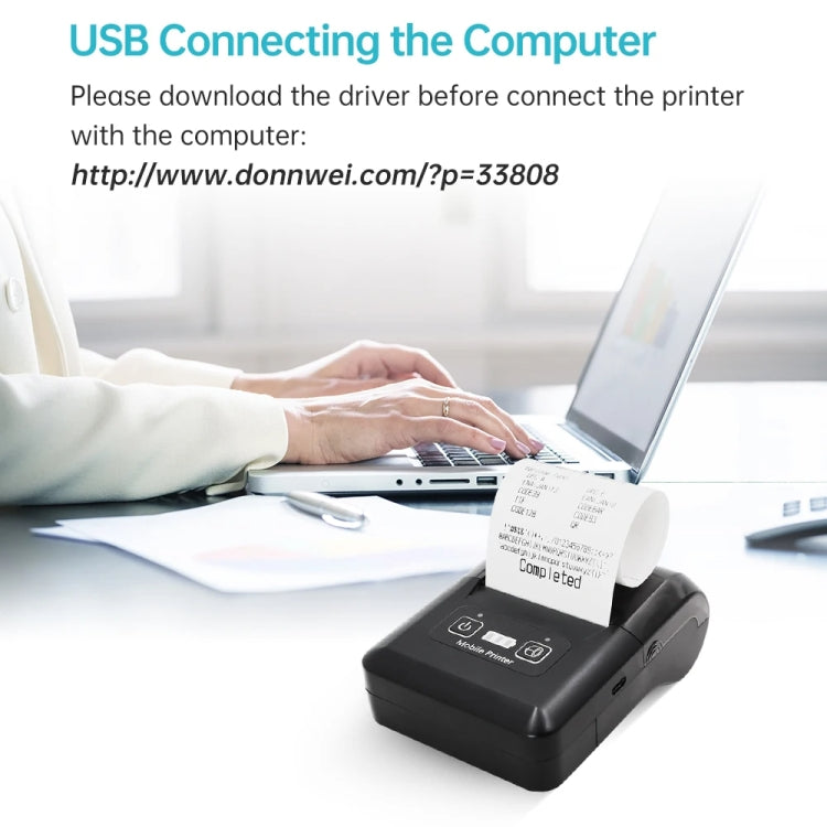 58mm Portable USB Charging Home Phone Bluetooth Thermal Printer(EU Plug) - Printer by PMC Jewellery | Online Shopping South Africa | PMC Jewellery | Buy Now Pay Later Mobicred